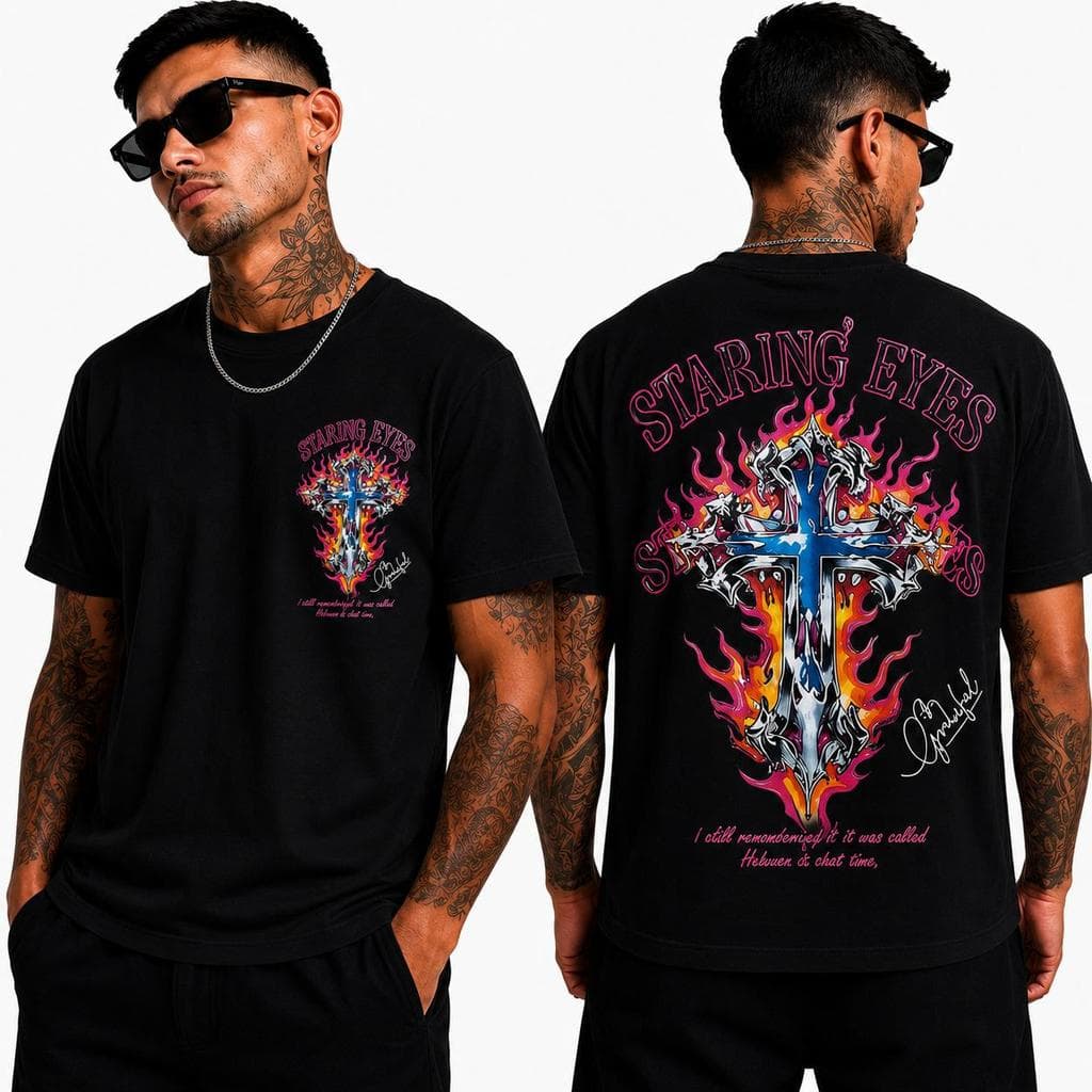 Camiseta Masculina Streetwear Estampa Cruz 100% Algodão Premium Manga Curta