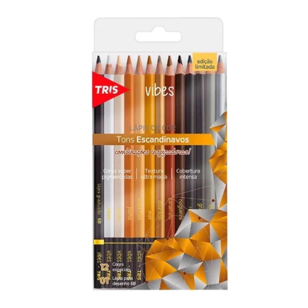 Lápis de Cor Tris Vibes Escandinavo 12 Cores