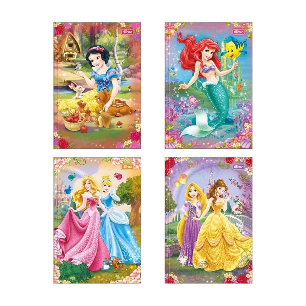 Caderno Brochura Tilibra 1/4 Pequeno Princesas 1 Matéria 80 Folhas Capa Dura