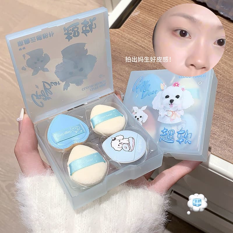 Gegebear bonito divertido nublado puff polegar puff iluminador Blush molhado seco reunindo almofada beleza