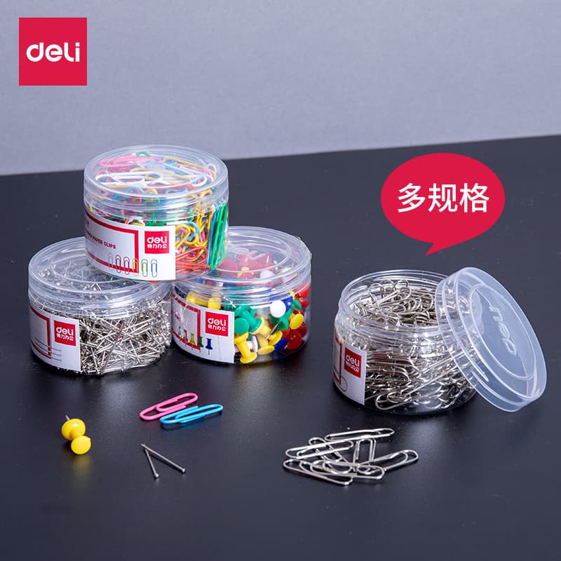 Deli Paper Clip 0037 Pin Office Espessado Galvanoplastia Camada de Superfície Pino Curvo Cor Clipe de Papel Cor em Forma