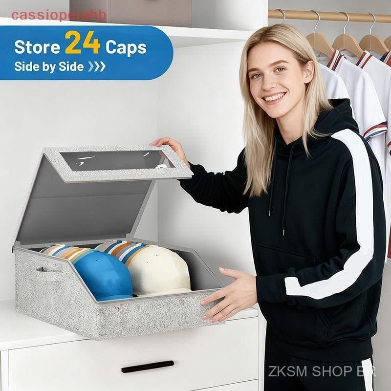 Suporte para bonés resistente, capaz de armazenar até 24 bonés de beisebol, equipado com braços de armazenamento transpa