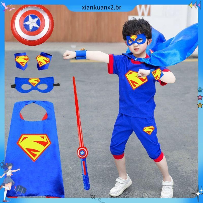 Homem-aranha Superman Ultraman legal roupas de manga curta dia das crianças desempenho traje jardim de infância passarel