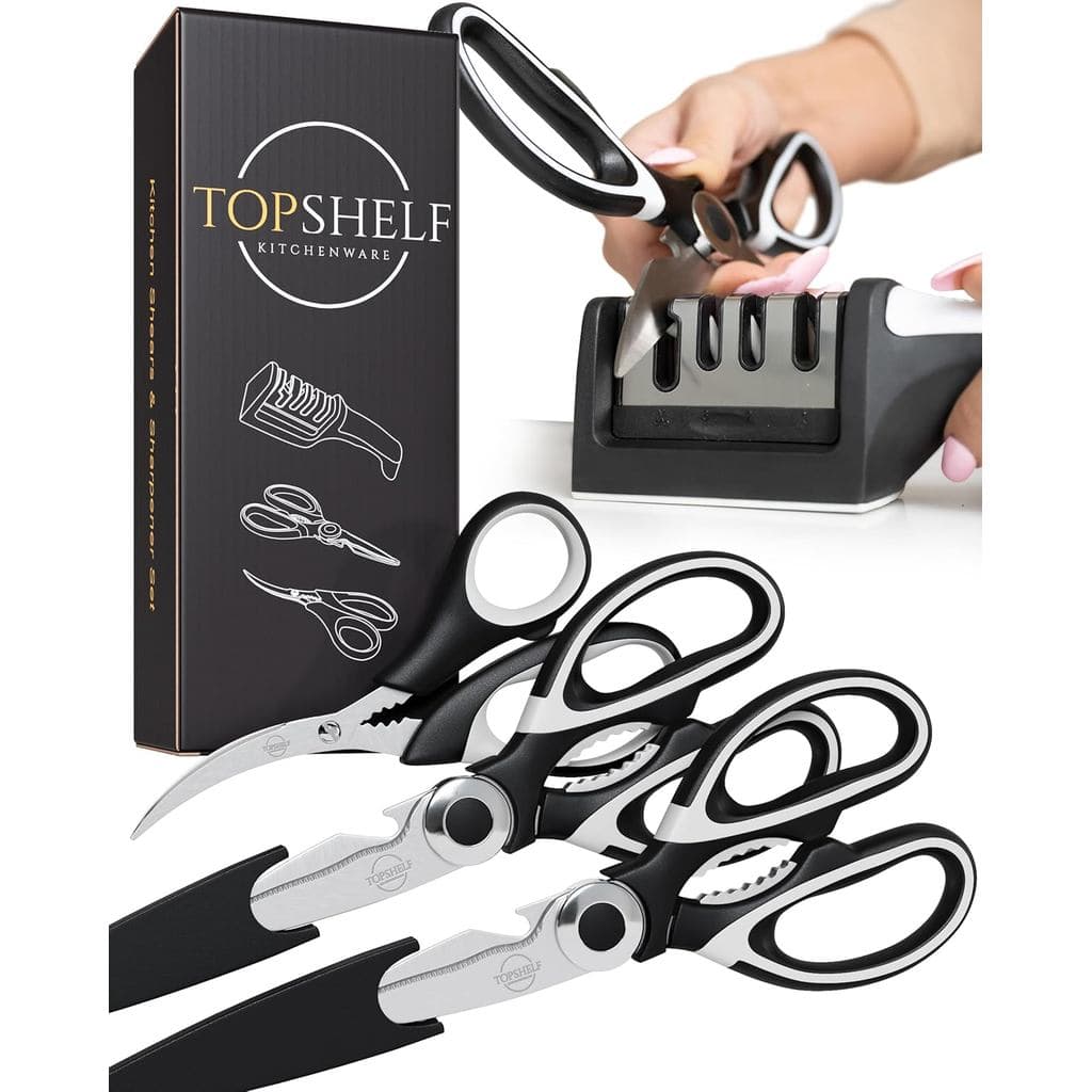 Tesoura de cozinha resistente, equipada com afiador de facas e tesouras, tesoura multifuncional de aço inoxidável para a