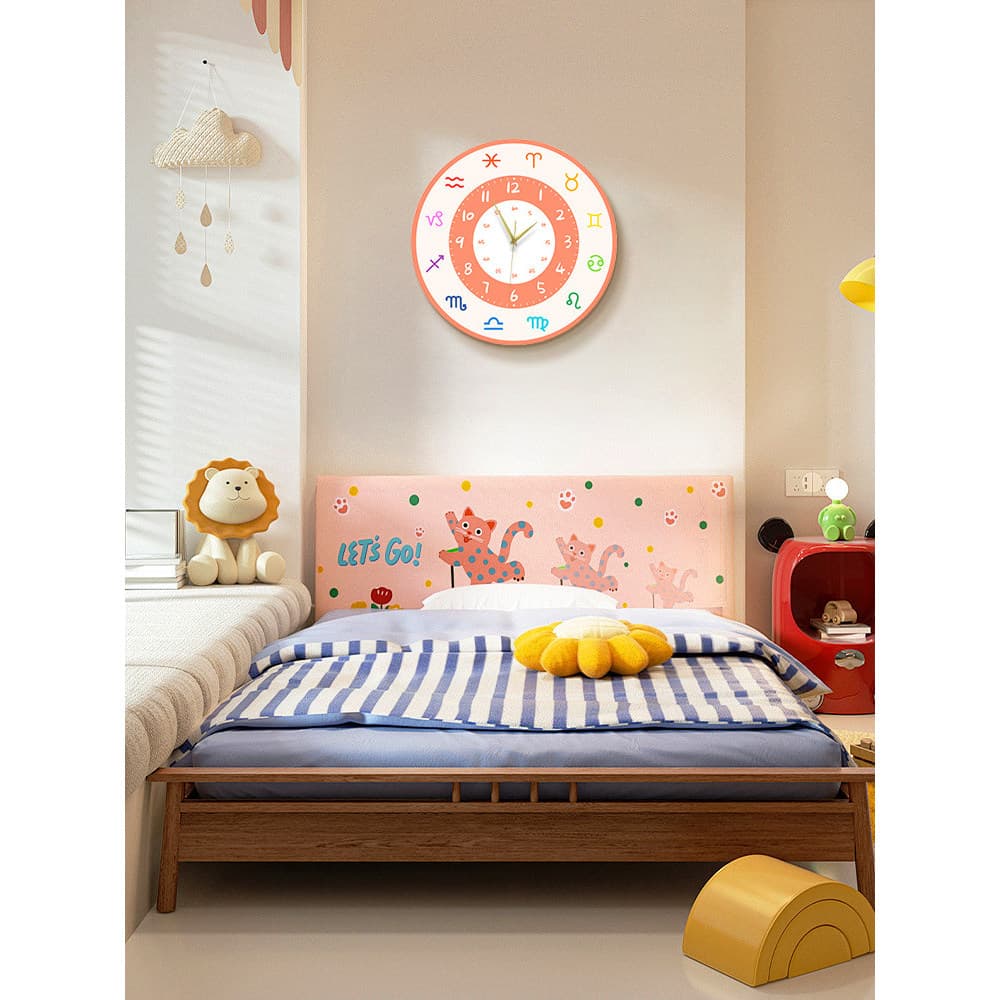 Relógio de parede para quarto infantil, desenho animado, redondo, sala de estar, mesa de jantar, pintura de parede, novo