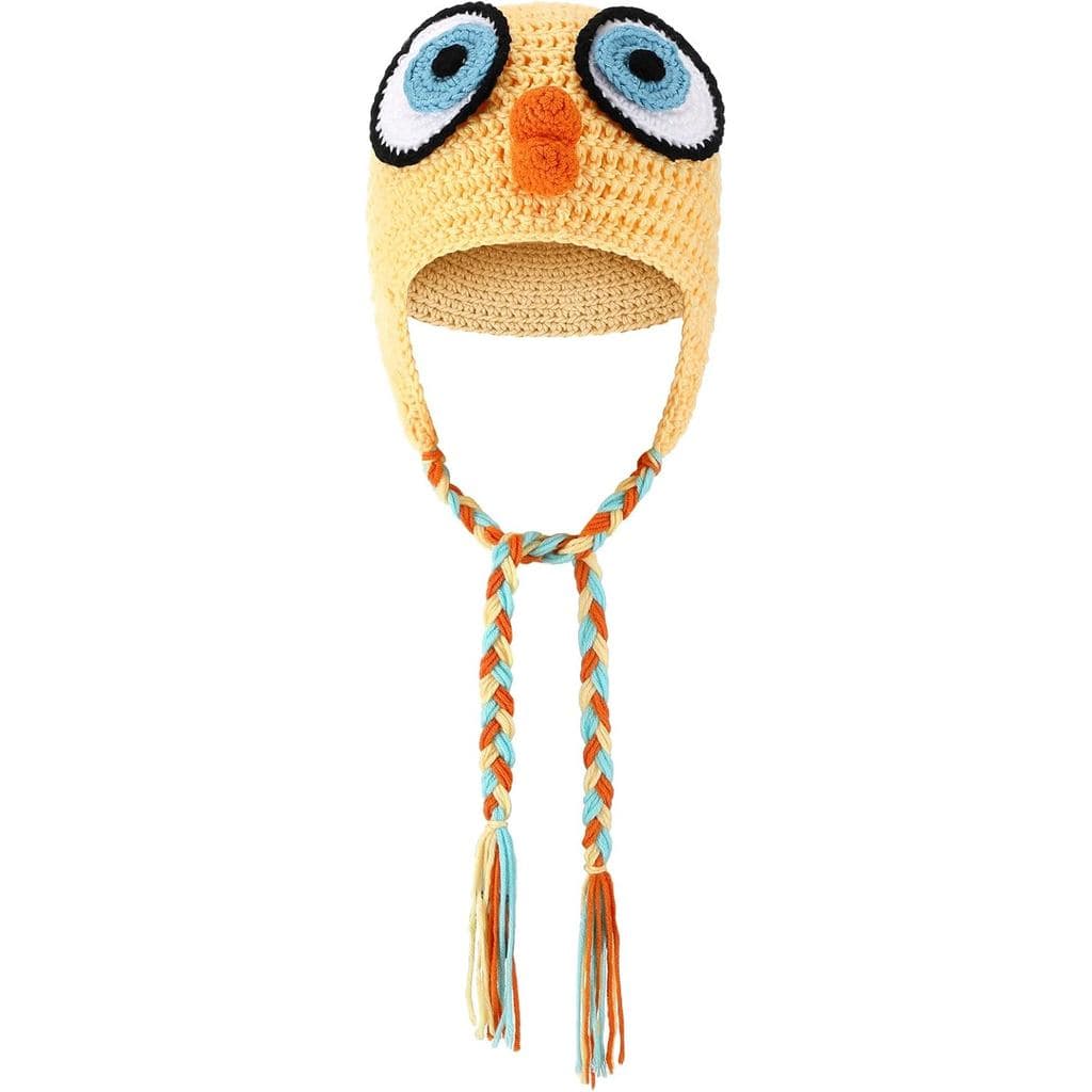Janmercy Gorro de Crochê de Patinho para o Dia Mundial do Livro, Feito à Mão, Chapéu de Fantasia de Pato Tricotado com O