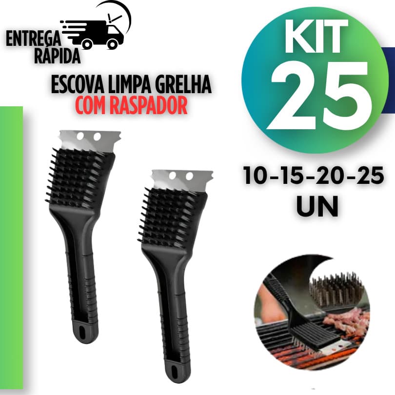 KIT Escova de Limpeza para Grelha com Removedor de Sujeira Pesada