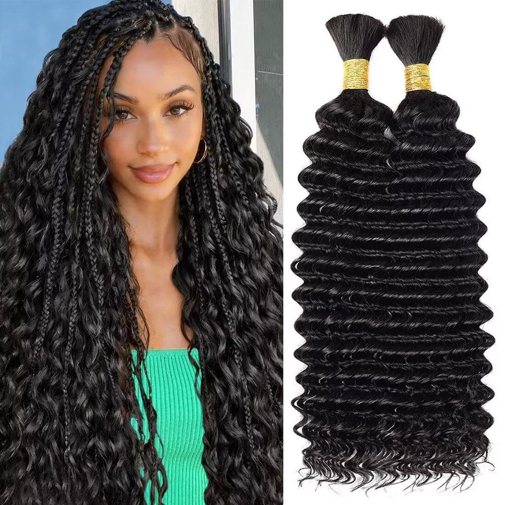 Cabelo Boho para Tranças, Cabelo Humano Virgem Cacheado de 18 Polegadas para Mulheres, 100g 2 Pacotes Preto Natural, Est