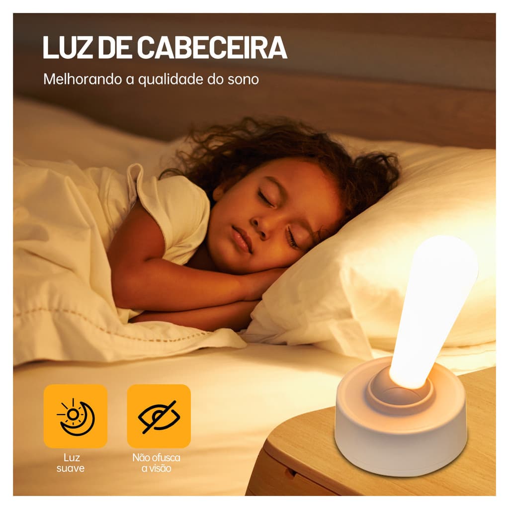 Luminária de Mesa e Parede Led Ajustável Abajur de Cabeceira Recarregável Sem Fio Recarregável USB