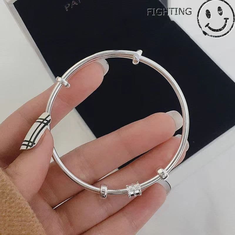 Zhoujia pulseira rotativa de cintura pequena estilo prata esterlina brilhante sólido ajustável pulseira temperamento est