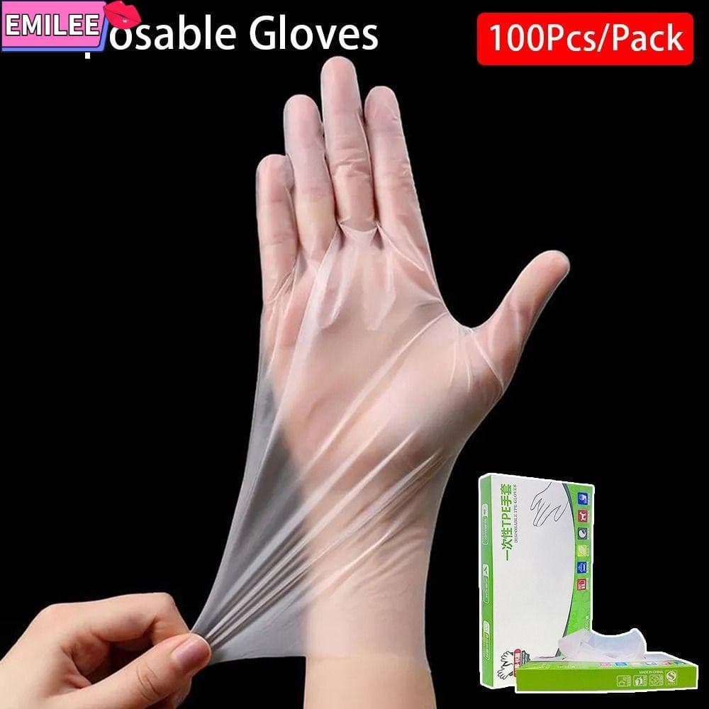 EMILEE 100 Luvas De Limpeza Dos Pces , Descartáveis Ácidos Do Produto Comestível Da Segurança Trabalho Livres Látex Anti