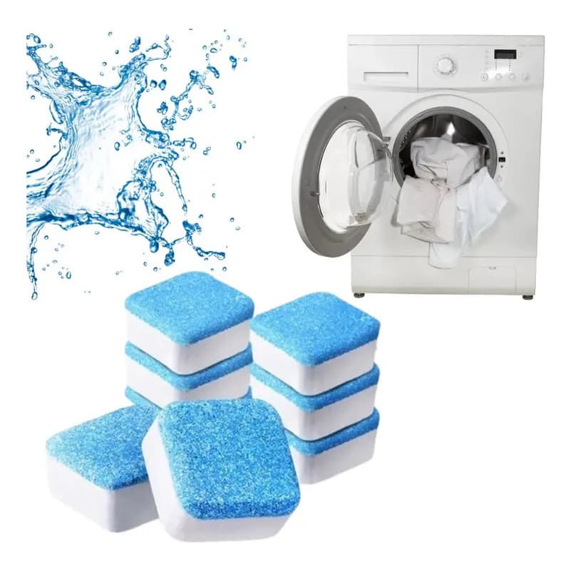 KIT 12 TABLETES PASTILHA PARA LIMPEZA HIGIENIZAÇÃO DE MÁQUINA DE LAVAR ROUPAS