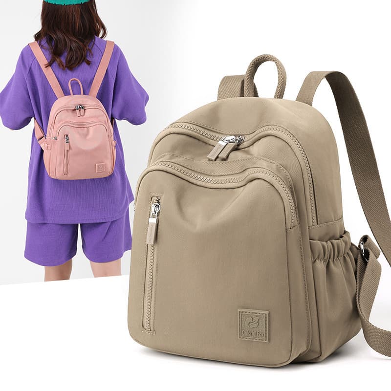Nova mochila de viagem simples para mulheres, mochila pequena de nylon à prova d'água