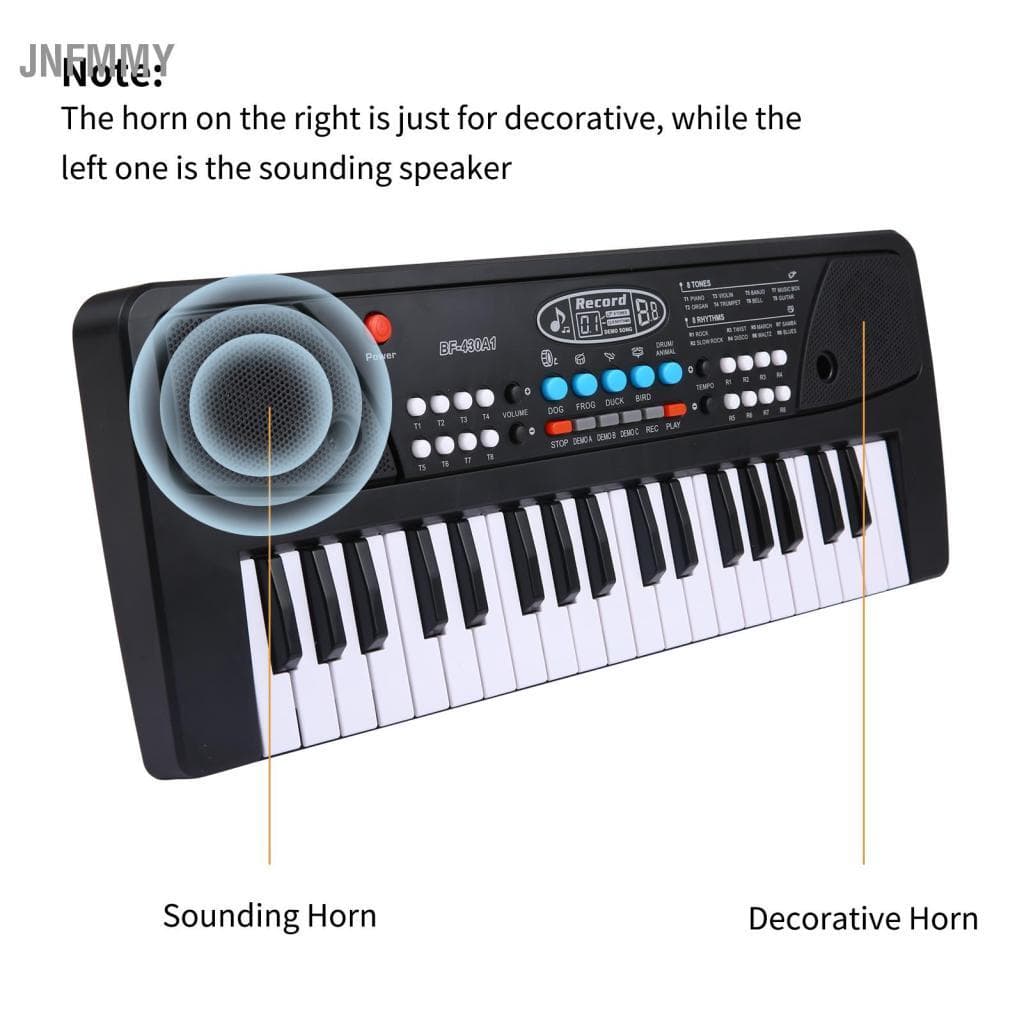 jnfmmy BIGFUN 37 teclas USB Órgão eletrônico infantil Piano elétrico com microfone Teclado musical digital preto