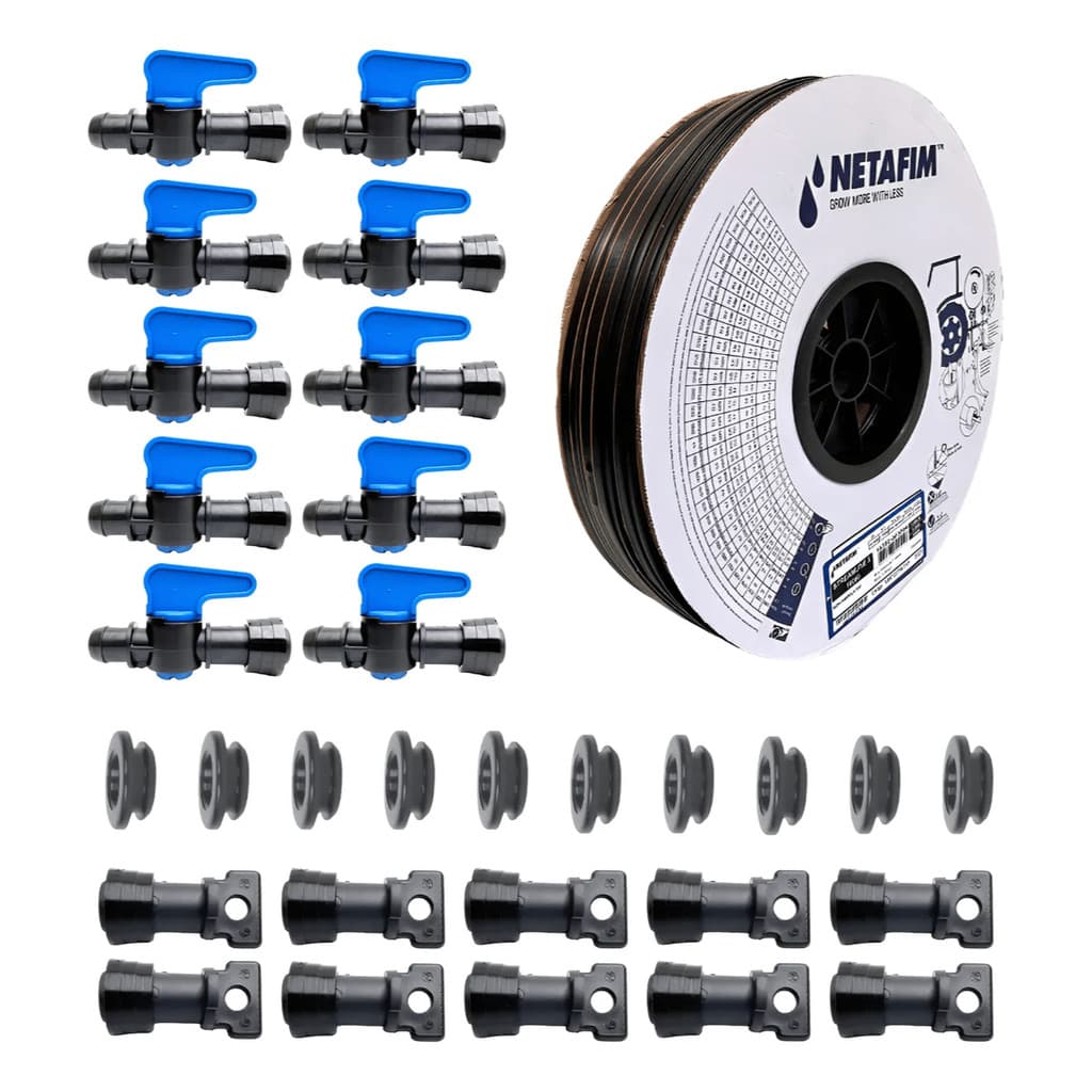 Kit Irrigação Gotejamento Completo Mangueira 250 metros 20 ou 30cm + conexões 31 peças