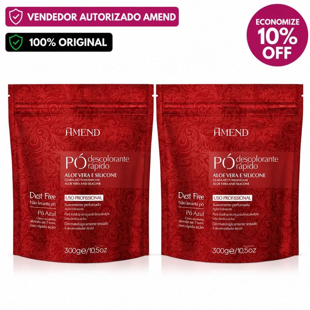 kit Com 2 Pó Descolorante Rápido Amend Cosmetics Aloe Vera E Silicone 300G