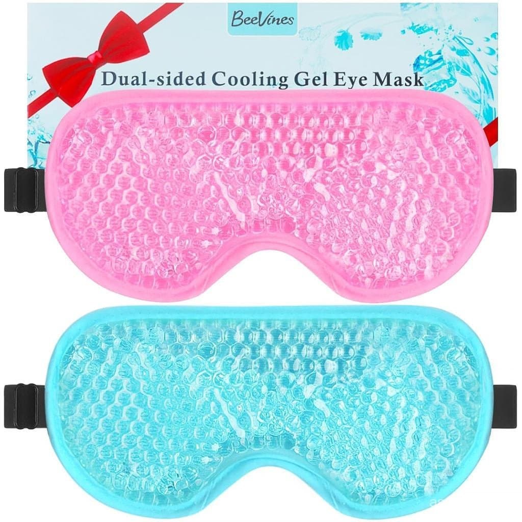 Máscara de Gel para Olhos BeeVines, Pacote com 2 Máscaras Refrescantes para Olhos Inchados para Homens e Mulheres, Compr