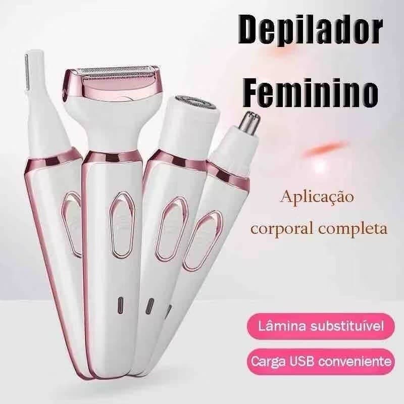 Barbeador Elétrico 4 Em 1 Para Mulheres Remoção De Pelos Corporais feminino/aparador de pelos do nariz e sobrancelhas