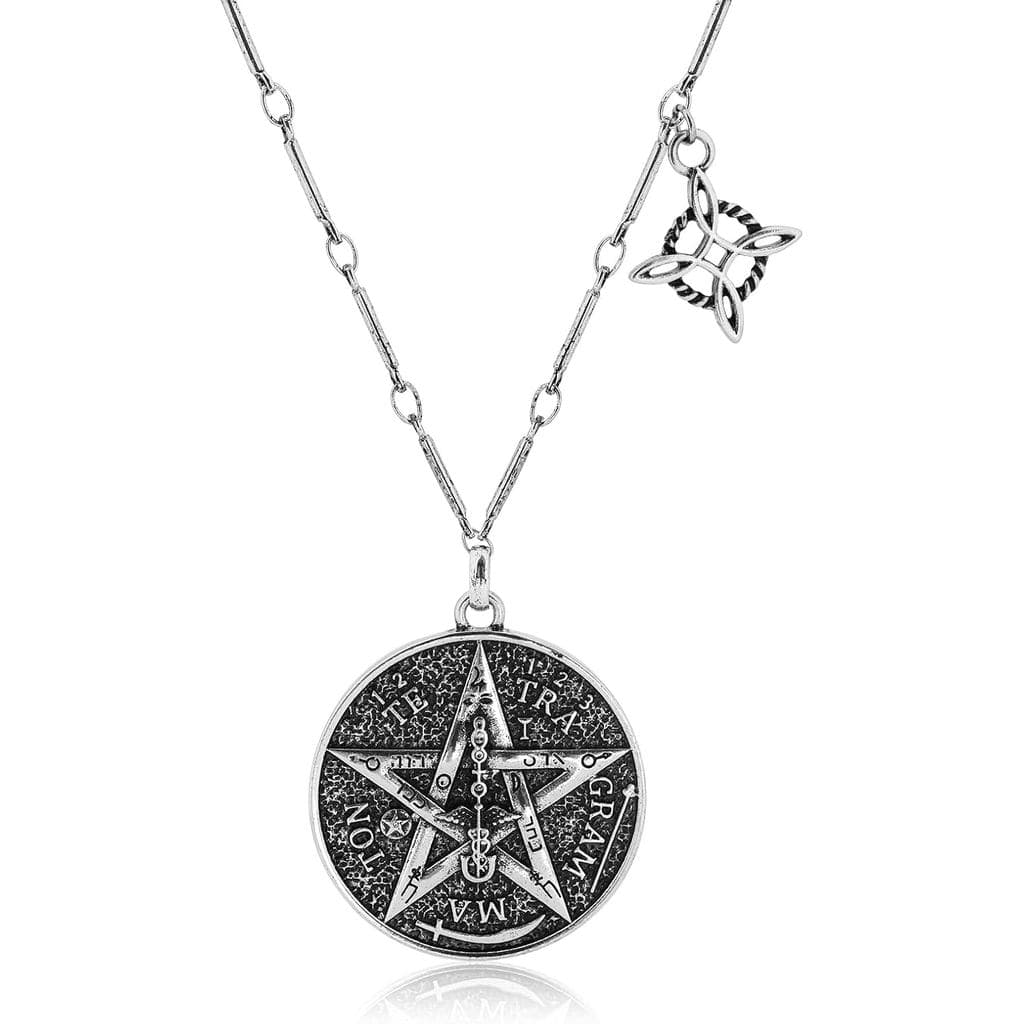 Colar Nó de Bruxa Tetragrammaton, Colar Banhado a Ouro 18k, Vintage, Nó Celta Irlandês, Pingente Pentagrama Tetragrammat
