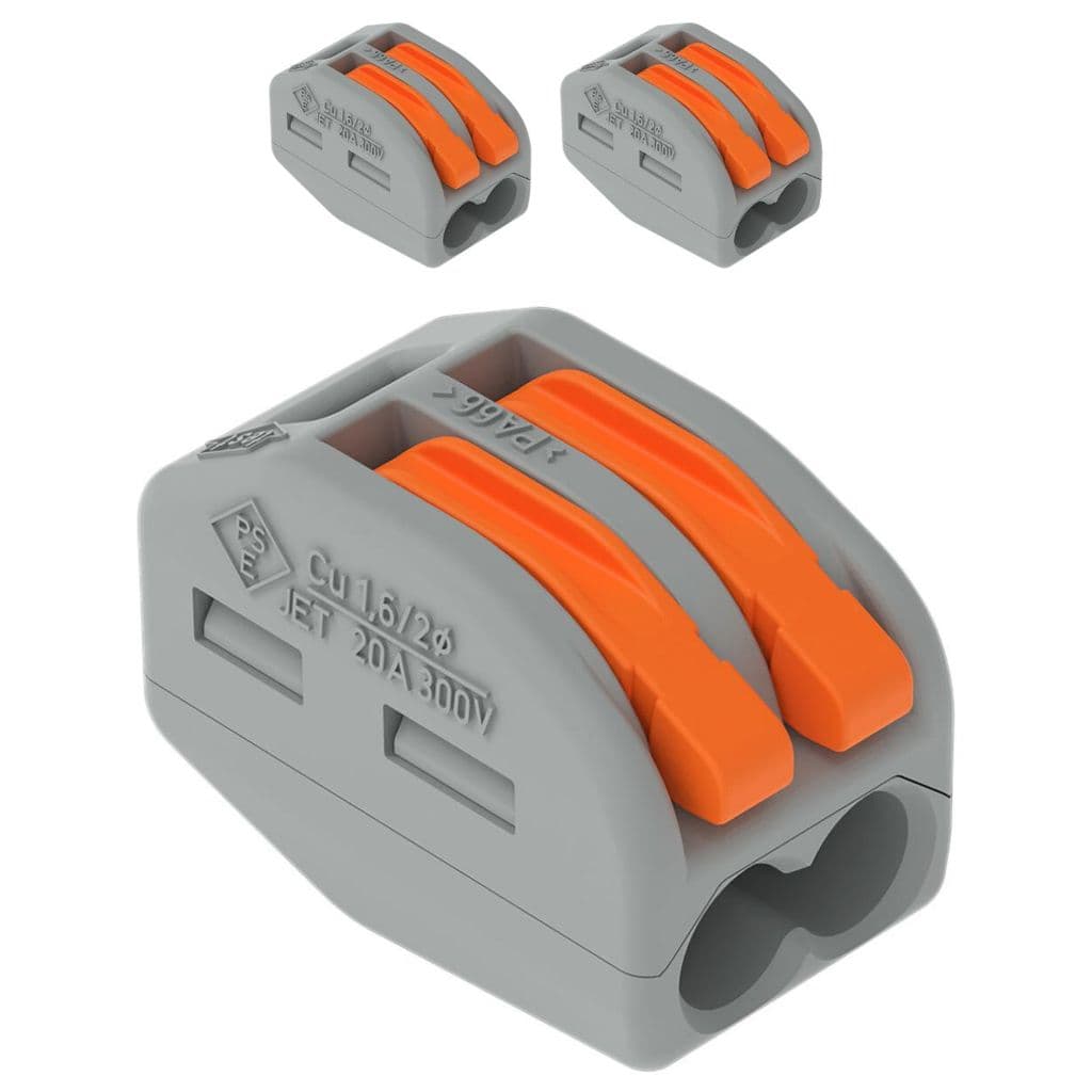 Kit 2 Conector Emenda Alavanca 2 Vias 32a 4mm Wago 222-412