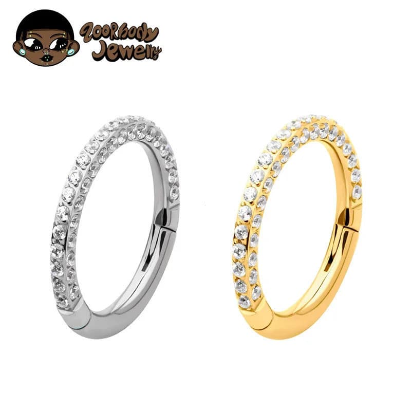 Piercing Argola Titânio PVD Segmento Articulado 1 Volta Zircônia / Septril, Rook,Conch, Nariz, Orelha, Hélix