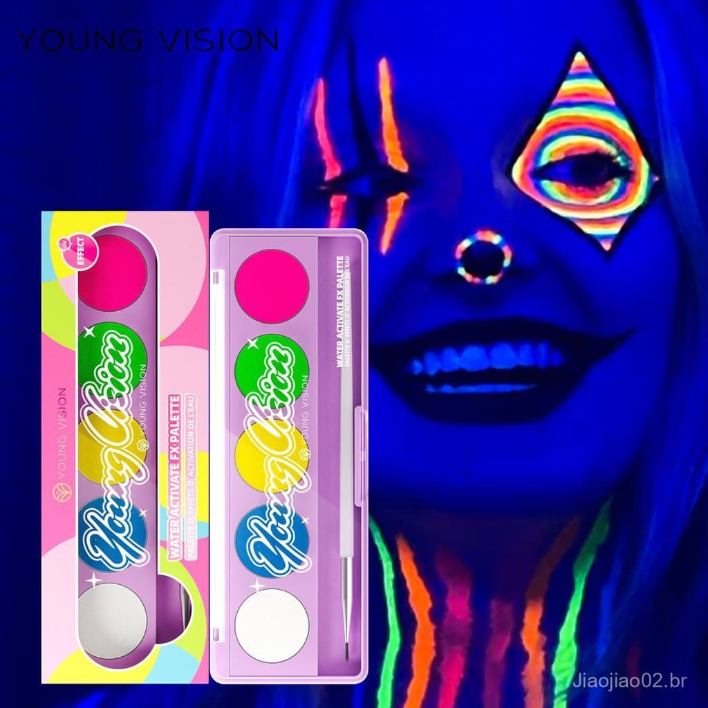 Paleta de pintura facial fluorescente UV, pasta solúvel em água para pintura corporal e facial, paleta de maquiagem para