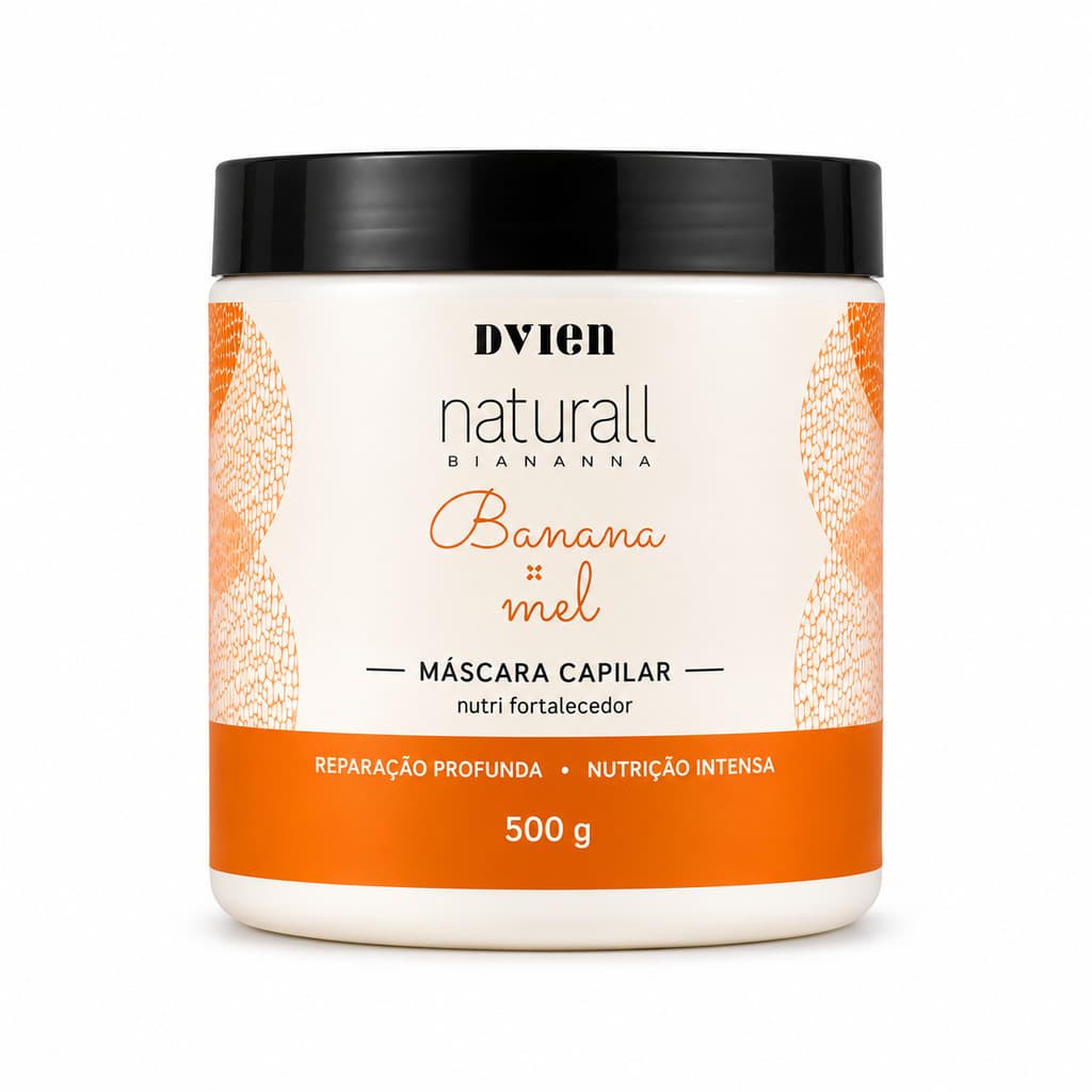 Máscara Capilar DVIEN Naturall Banana e Mel 500g | Nutri Fortalecedora | Reparação Profunda e Nutrição Intensa para Cabe