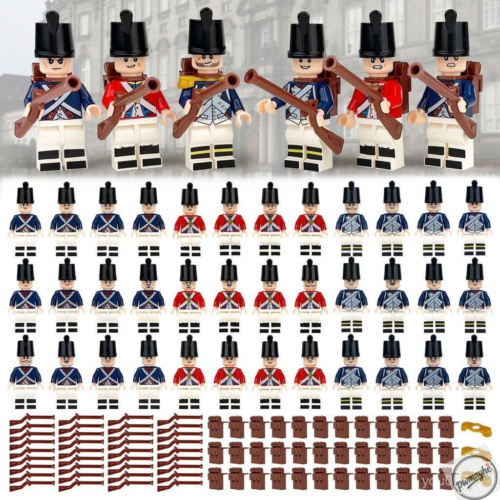 36 minifiguras de soldados de infantaria, brinquedos de blocos de montar de soldados europeus para as crianças montarem.