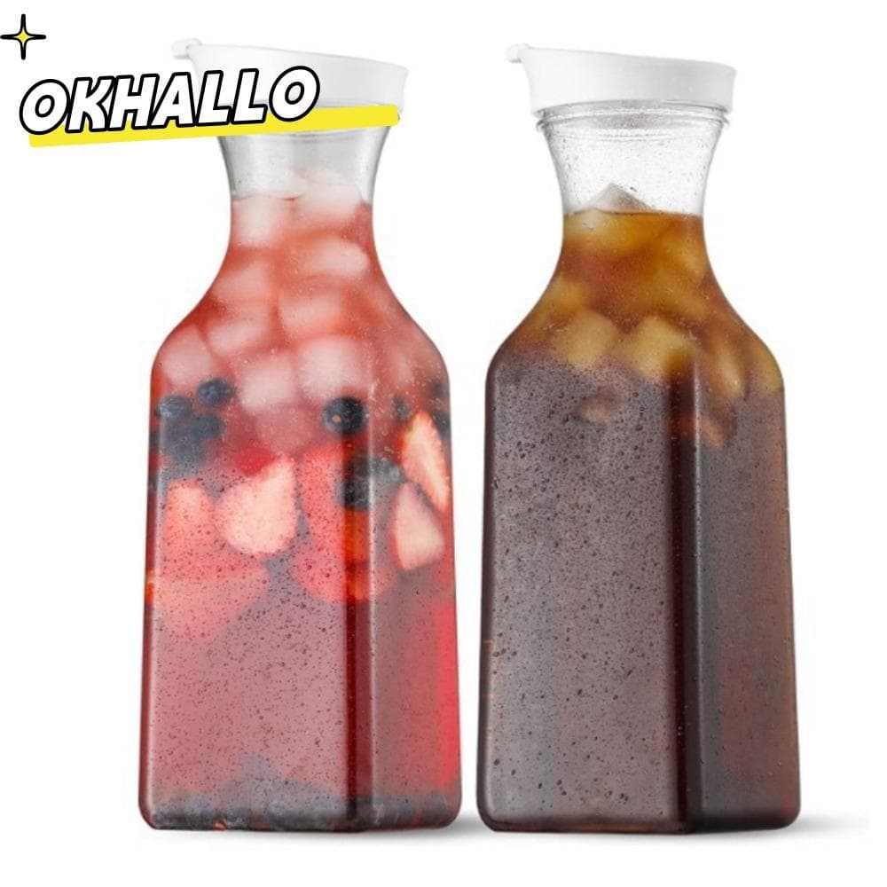 Jarra De Suco OKHALLO , Jarras Quadradas Para Bebidas De 32 Onças E 1000 Ml , Grandes Com Tampa , Recipientes Geladeira