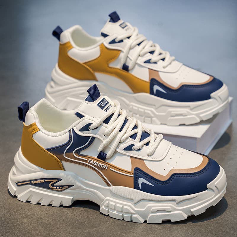 Tênis esportivos masculinos, novo estilo de primavera, tênis casuais masculinos de sola grossa e antiderrapantes que com