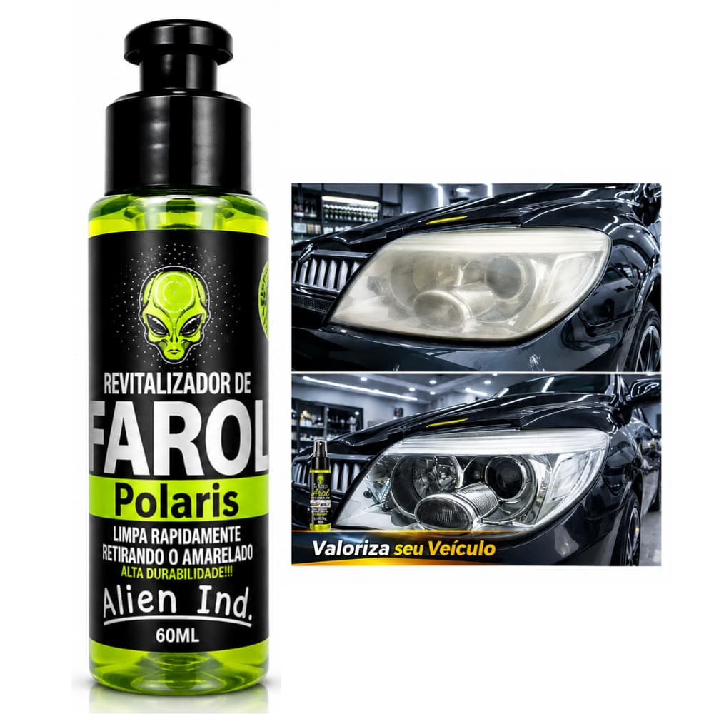 Limpa Farol Alien 60ml Automotivo Remove Amarelado Manchas e Sujeira
