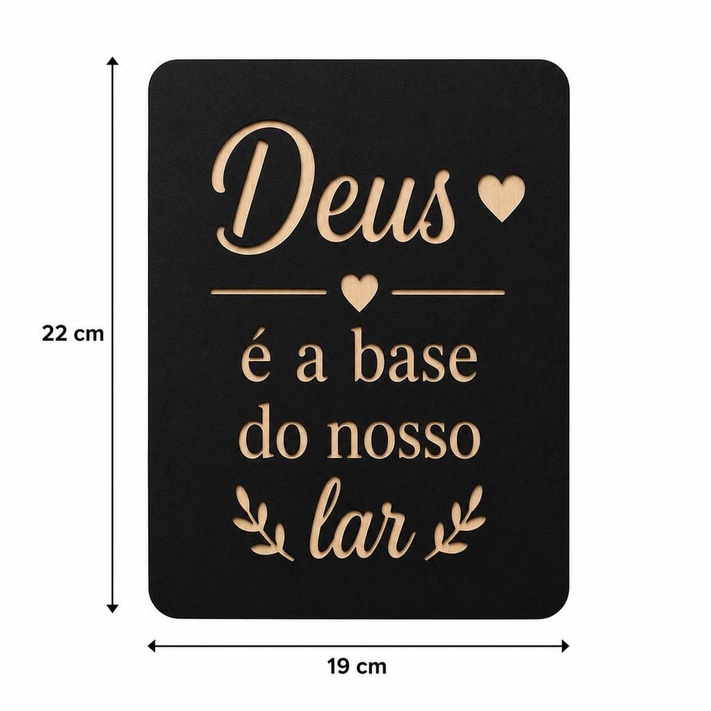 Quadro MDF Frase Cristã Deus É a Base do Nosso Lar Decoração Moderna para Ambientes