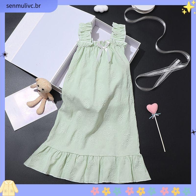 Loja venda quente pijamas infantis meninas estilo princesa verão estilo fino meninas camisola estilingue grandes criança