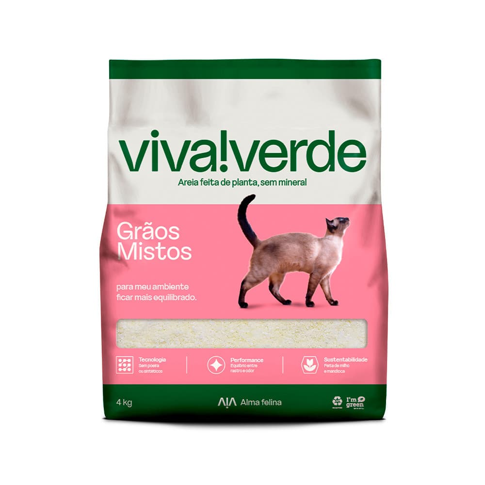 Areia Higiênica Viva Verde Grãos Mistos 4kg