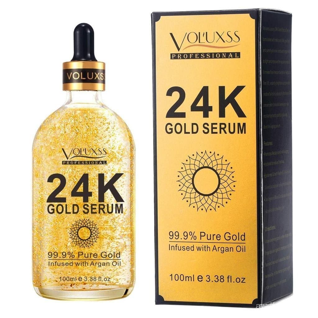 Sérum Facial com Essência de Ouro 24K, Hidratante, Anti-Envelhecimento, Clareador, com Vitaminas C, Ácido Hialurônico e