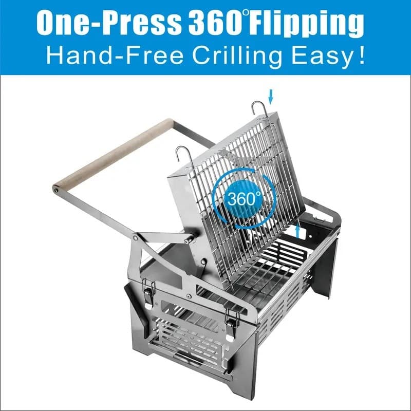 Flip Charcoal Churrasqueira Doméstica Ao Ar Livre Destacável Malha Rotativa Grill Kippengrill Electrisch