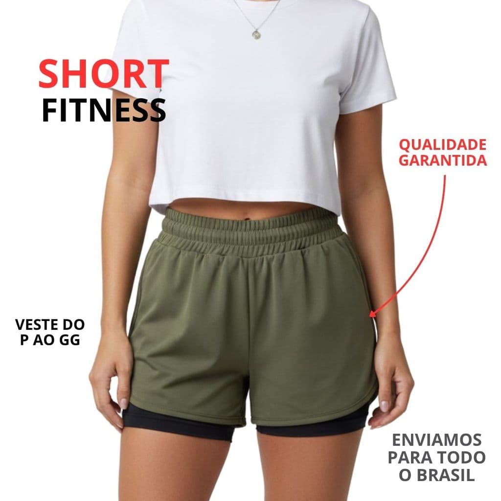 Short Fitness Camada Dupla Com Bolso Secreto Garotta Marotta Fitness