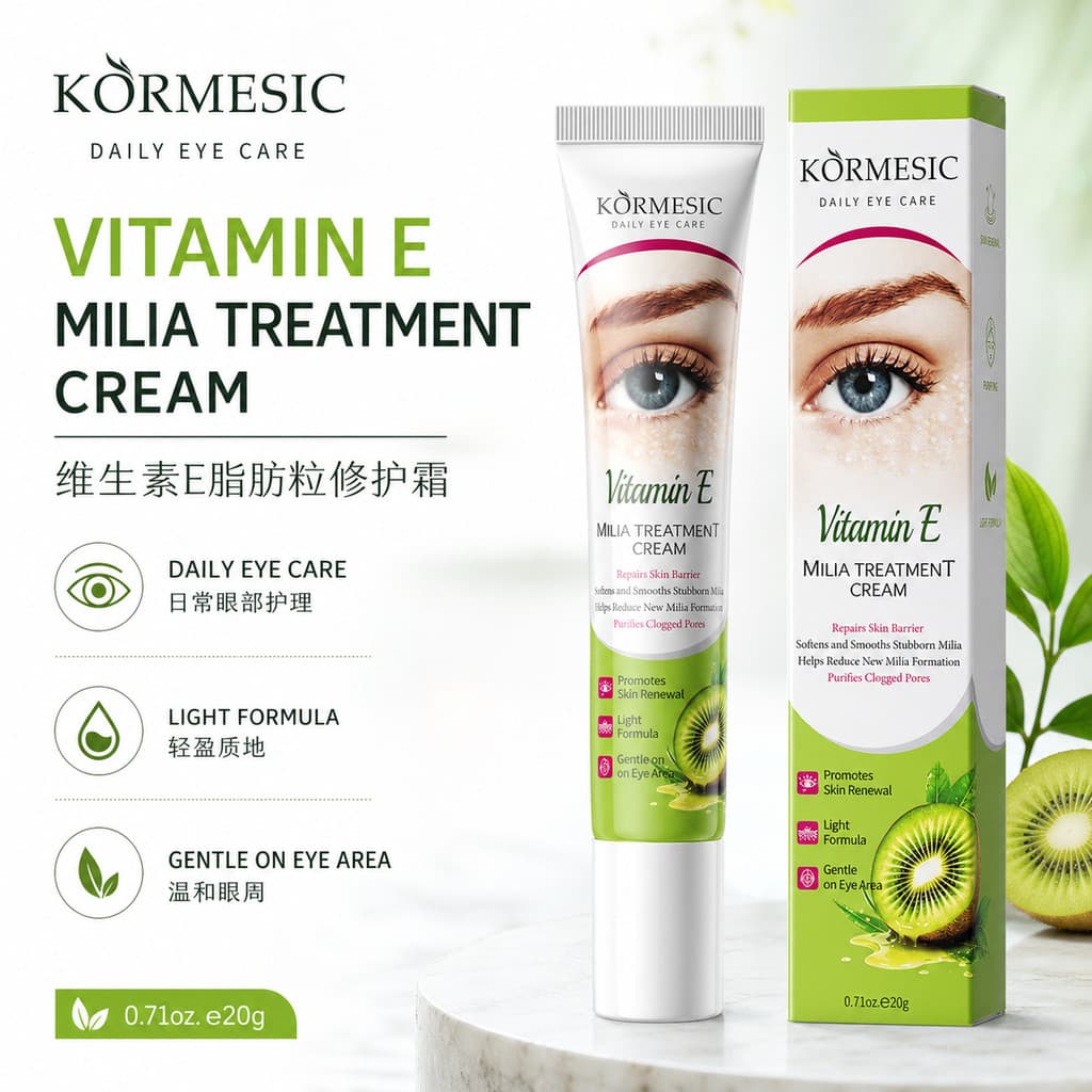 O creme para os olhos com vitamina E hidrata e nutre a pele ao redor dos olhos.