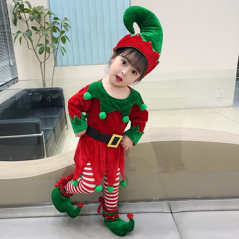 Fantasia infantil de natal, fantasia cosplay, árvore de natal, pai-filho, fantasia de elfo de natal