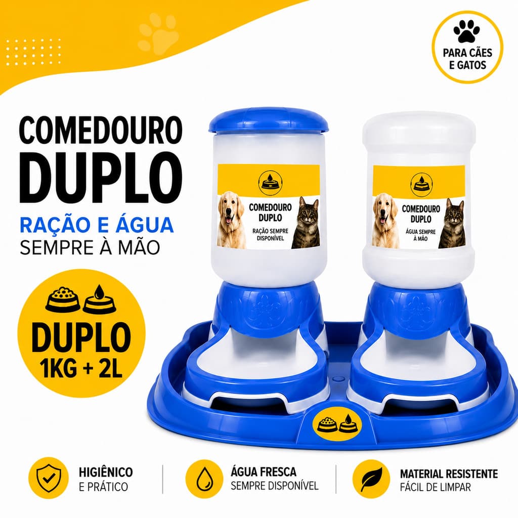 Kit 2 Bebedouros Automáticos para Cães e Gatos com Reservatório de Água