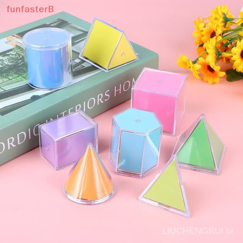 [FunfasterB] Conjunto de 8 Peças de Blocos Geométricos Transparentes em Forma de Blocos Montessori para Empilhar, Brinqu