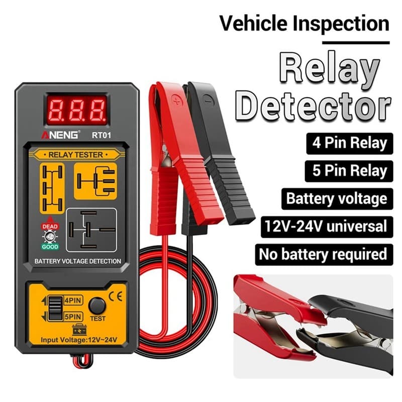 Testador De Relé Eletrônico Automotivo Universal Verificador De Bateria De Carro 12-24V Tensão Luz LED