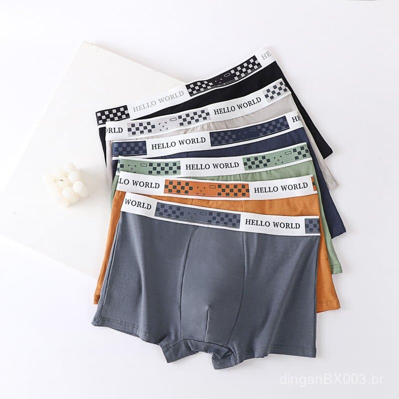 Cuecas boxer masculinas de algodão puro de fibra longa 60S, cuecas boxer modernas para jovens 7.21 LLVB
