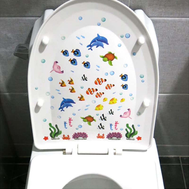 Adesivos de banheiro criativos exclusivos de desenhos animados fofos decoração de vaso sanitário capa de vaso sanitário