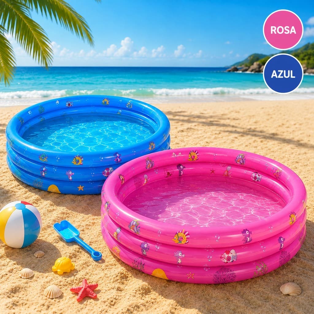 Piscina Inflável 3 Gomos 90cm  Peixinho Infantil Redonda Piscina de Bolinhas