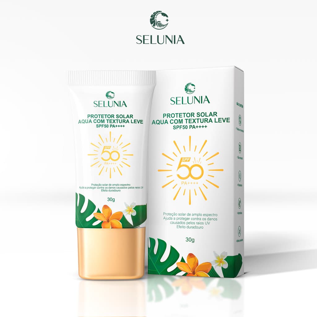 Protetor Solar Selunia Facial Aqua Textura Leve FPS50 Toque Seco com Niacinamida - Proteção UV 30g
