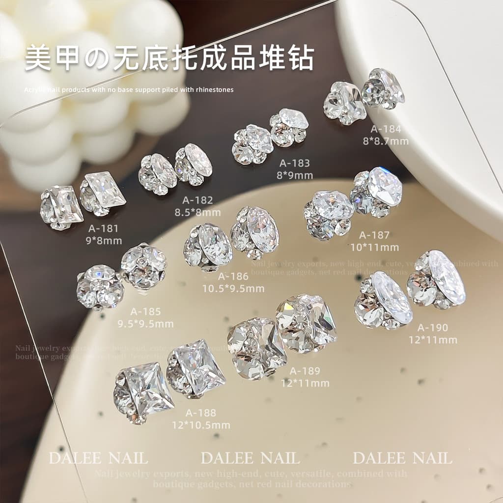 Novo estilo branco piscando zircão suporte sem fundo produto acabado pilha diamante Manicure jóias bola de diamante pisc