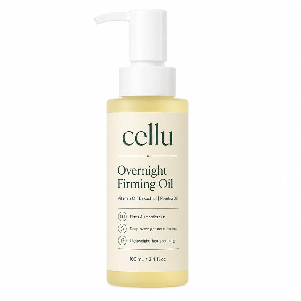 Óleo Firmador Noturno Cellu, Vitamina C, Bakuchiol, Rosa Mosqueta, 3,4 fl oz |   Óleo facial noturno com Vitamina C, Bak
