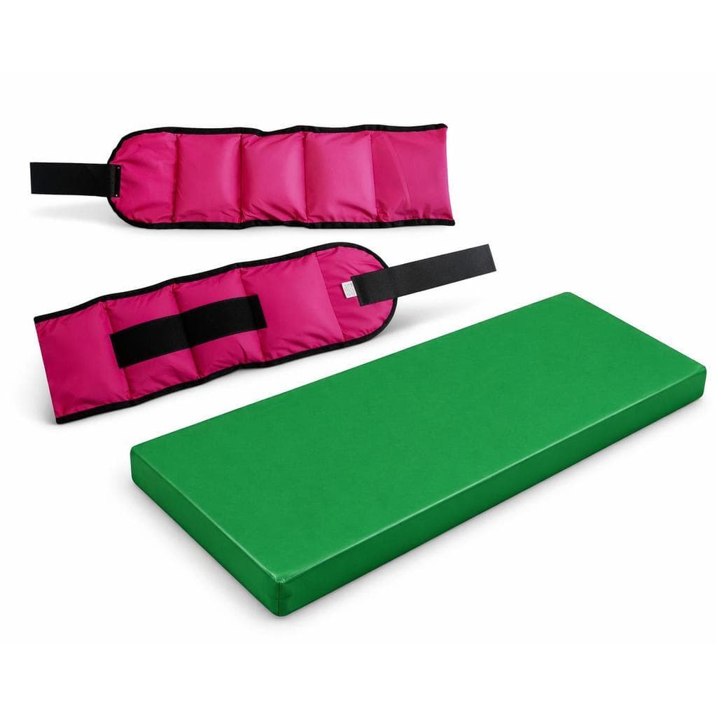 KIT CANELEIRA DE PESO ROSA (PAR) + COLCHONETE VERMELHO  TREINO COMPLETO | ESCOLHA O PESO NA VARIAÇÃOKIT CANELEIRA
