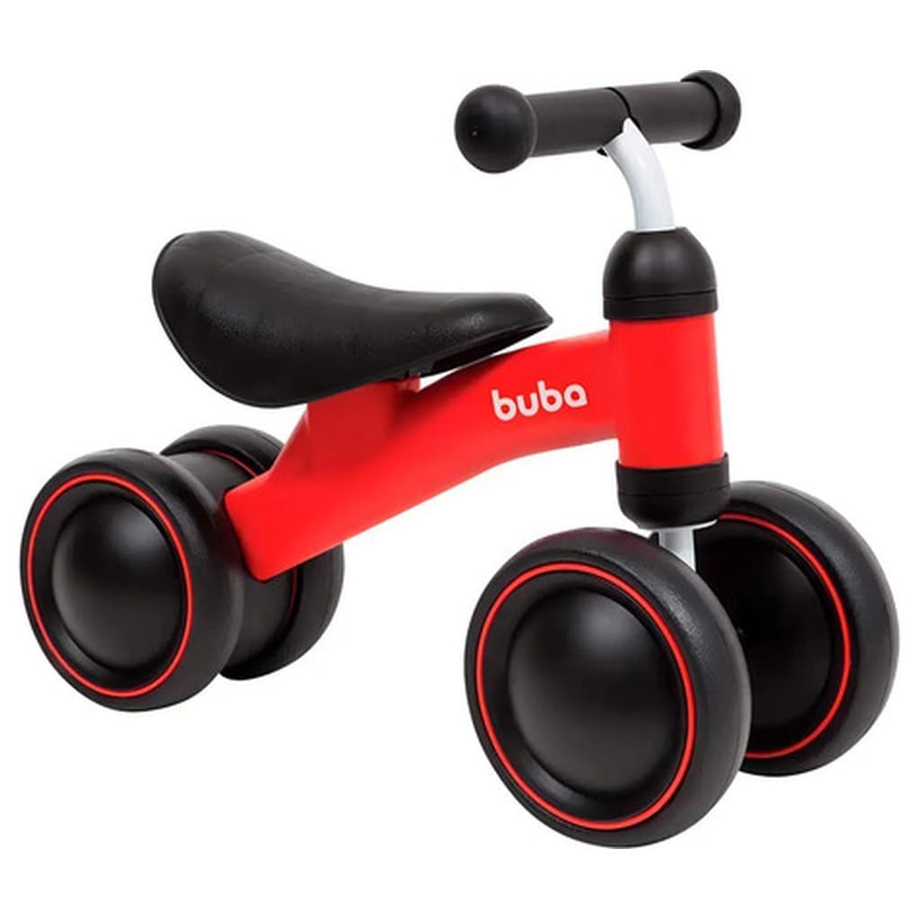 Bicicleta Equilíbrio Infantil Sem Pedal Vermelha Buba 4 Rodas 1 Ano 20kg Inmetro